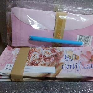 Pink Gift Certificate Set with Blue Pen